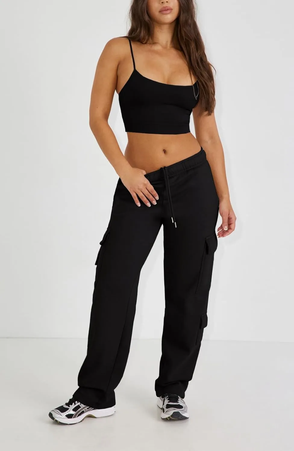 Waitfairy Wide Leg Sweatpants Women Cargo Pants Fleeece High Waisted Baggy Sweatpants for Women Casual Pants with 8 Pockets