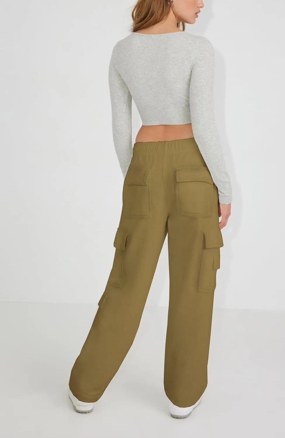 Waitfairy Wide Leg Sweatpants Women Cargo Pants Fleeece High Waisted Baggy Sweatpants for Women Casual Pants with 8 Pockets