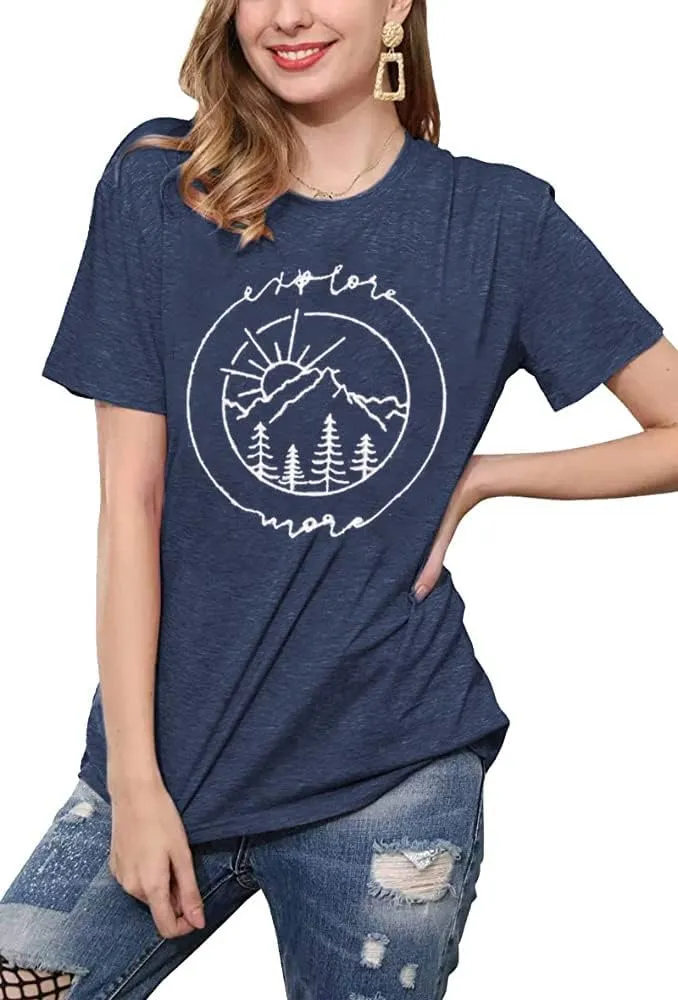 Women Hiking Mountain Tank Top Explore More Funny Graphic Shirts Adventure Workout Sleeveless Camping Tee