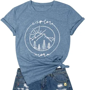 Women Hiking Mountain Tank Top Explore More Funny Graphic Shirts Adventure Workout Sleeveless Camping Tee