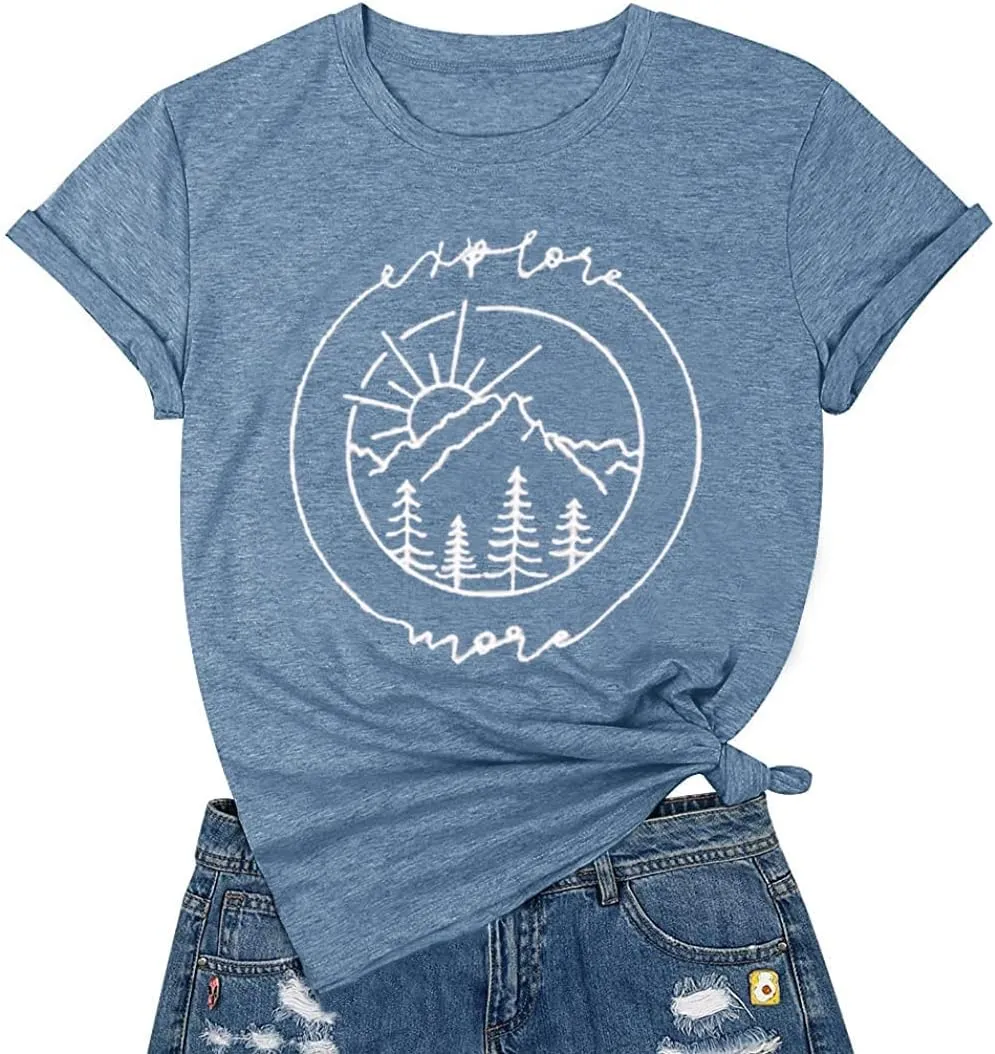 Women Hiking Mountain Tank Top Explore More Funny Graphic Shirts Adventure Workout Sleeveless Camping Tee