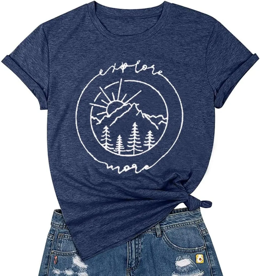 Women Hiking Mountain Tank Top Explore More Funny Graphic Shirts Adventure Workout Sleeveless Camping Tee