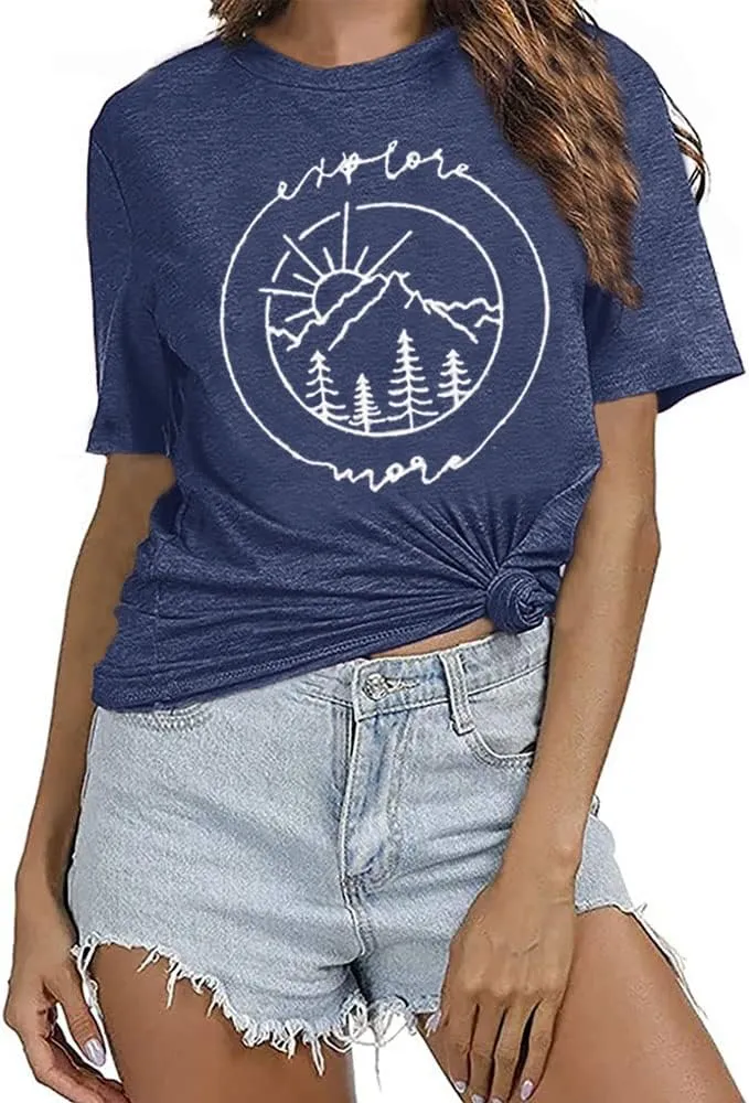 Women Hiking Mountain Tank Top Explore More Funny Graphic Shirts Adventure Workout Sleeveless Camping Tee