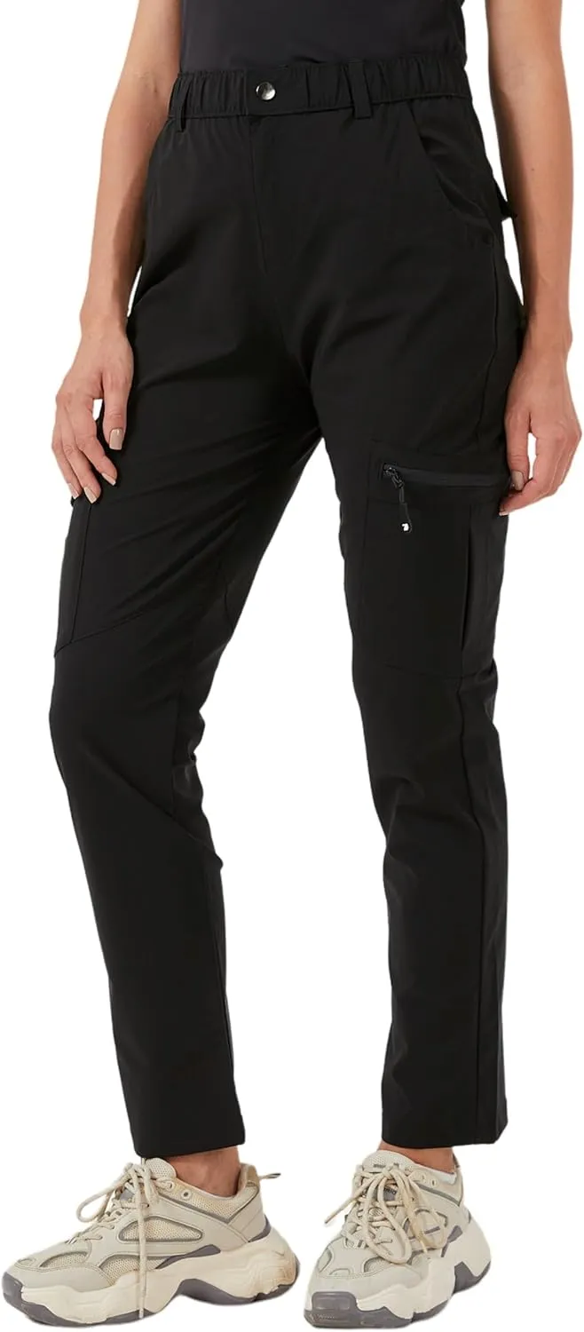 Women's Hiking Pants Quick Dry Lightweight Water Resistant Elastic Waist Cargo Pants for All Seasons
