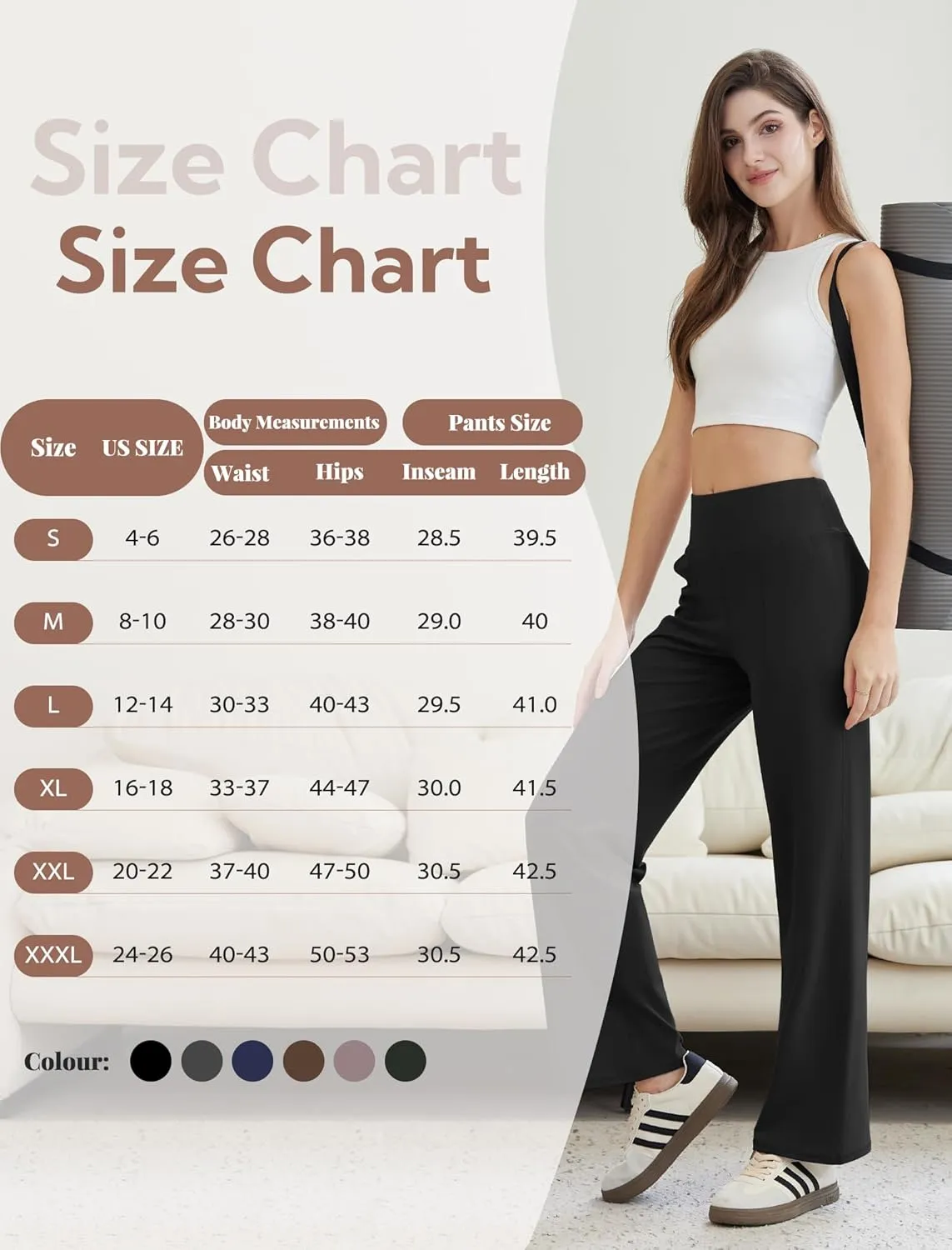 Womens Yoga Pants Wide Leg Work Dress Pants with Pockets Casual Lounge Trousers Elastic Waist Sweatpants