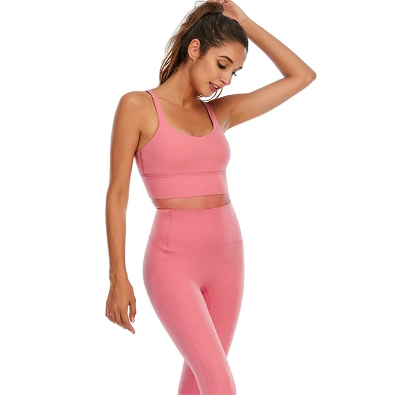 Yoga Leggings High Waist Yoga Pants Women Pink Anti-sweat Fitness Skin Workout Gym Leggings